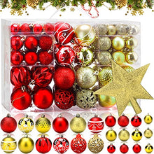 Carica l'immagine nel visualizzatore di Gallery, VIPNAJI Palline di Natale 101pz Palline Natalizie Decorazioni Albero di Natale Palla Palline decorative Rosso e Oro Con Cima dell'albero, Plastica decorazioni per albero di Natale Addobbi Feste Nozze