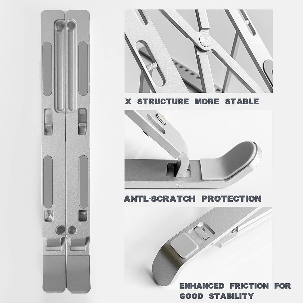 Supporto Laptop Regolabile - In ABS E Silicone, 7 Altezze, Angolo 15-45°, Leggero E Portatile Con Borsa - Foto 9