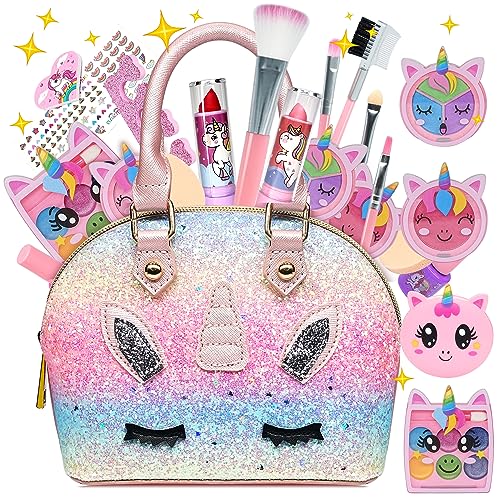 Unicorno Trucchi Bambina Set - 22 pezzi Trousse Trucchi Bambina Anallergici,Lavabile Set Di Trucchi Per Bambini,Valigetta Trucco Bambina,Giochi Bambina Natale Compleanno Regalo 3 4 5 6 7 8 9 10 Anni