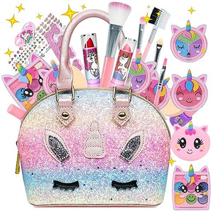 Unicorno Trucchi Bambina Set - 22 pezzi Trousse Trucchi Bambina Anallergici,Lavabile Set Di Trucchi Per Bambini,Valigetta Trucco Bambina,Giochi Bambina Natale Compleanno Regalo 3 4 5 6 7 8 9 10 Anni