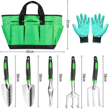 Carica l'immagine nel visualizzatore di Gallery, Set di Attrezzi da Giardino, 7 Pezzi Alluminio Kit Giardinaggio, Utensili da Giardino con Impugnatura in Gomma Antiscivolo, per Scavare, Dissodare Il Terreno, Piantare, Diserbo