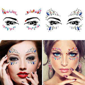 WOWOSS 4 Pezzi Viso Gemme, Adesivi Strass per Trucco Tatuaggi...