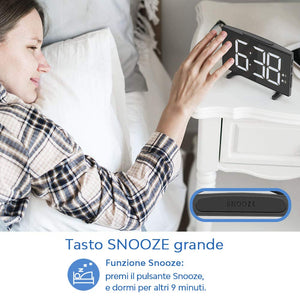 YISSVIC Sveglia Digitale da Comodino 6.5 Pollici Schermo LED 2 Suoni Bianco - Ilgrandebazar