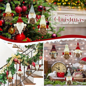 KAZATE Decorazioni Albero di Natale Ciondoli, 8 Pezzi Pigne Naturali Piccolo Gnomo Pendenti Addobbi Natalizi Regali, Fatte A Mano Bambola Folletto di Natale Decori per Camino