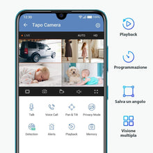 Carica l'immagine nel visualizzatore di Gallery, TP-Link Telecamera Wi-Fi Interno, Videocamera sorveglianza 1080P, Visione Notturna, Audio Bidirezionale, Notifiche in tempo reale del sensore di movimento(Tapo C200)