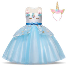 Carica l'immagine nel visualizzatore di Gallery, NNJXD Ragazza Unicorno Ruffles Fiori Festa Cosplay Abito da Sposa Vestito... - Ilgrandebazar
