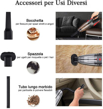 Carica l'immagine nel visualizzatore di Gallery, Aspirabriciole Senza Fili, Sonoka Aspirapolvere per Auto Portatile Potente(120W 5000PA 2200mAh), 20 Minuti di Aspirazione, Filtro HEPA umido e Secco per Auto/Casa[Con Luce a LED]