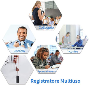 Registratore Vocale, Mini Registratore Vocale Spia da 16GB con Attivazione Vocale-Durata Batteria di 19 giorni, Registratore impermeabile, un Pulsante per Registrare/Salvare, Ricaricabile