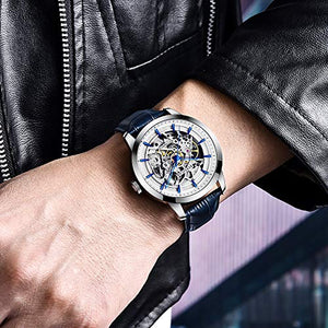 BERSIGAR Orologio da Uomo Automatico Con Meccanismo Di Scheletro Blu - Ilgrandebazar