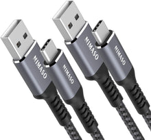 Carica l'immagine nel visualizzatore di Gallery, Nimaso Cavo USB C [2 Pezzi: 2m + 2m], Cavo USB Type-C Ricarica Rapida e Trasmissione Intrecciato in Nylon Compatibile per Samsung Galaxy S10 S9 S8 A7 A5 Note 8, Huawei P30 P20, Sony, LG, HTC ECC.