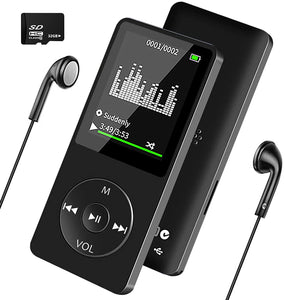 Wodgreat Lettore MP3, MP3 Player Multifunzione Bambini Lettore Musicale Portatile con Scheda SD da 32 GB, Mini Lettore MP4 con Radio Video E-Book, HiFi Sound Schermo LCD da 1,8 pollici (nero) 32GB