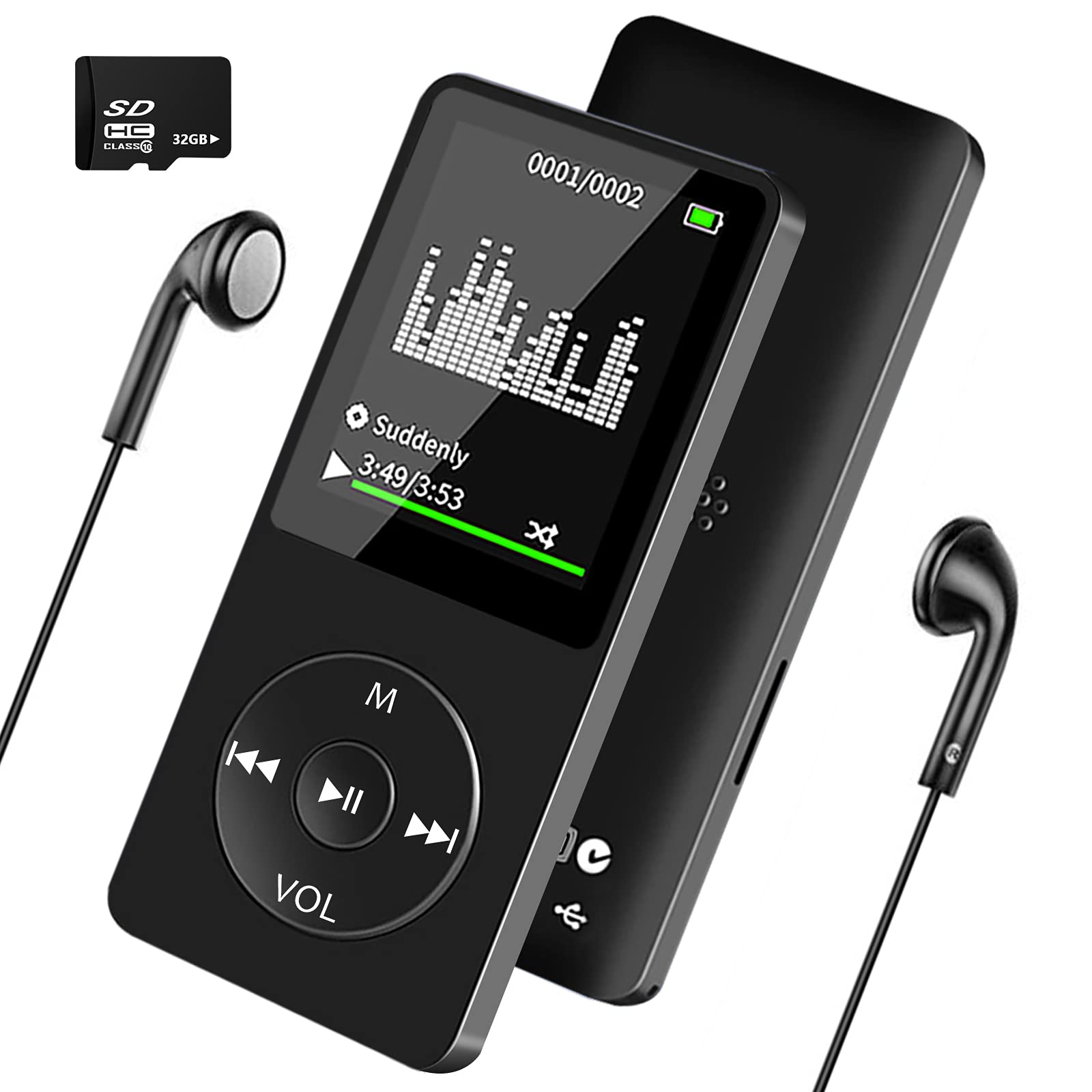 Lettore MP3 64GB Con Schermo Da 1,8 Pollici, Supporto Audio Lossless FLAC APE WMA, Batteria Lunga Durata, Auricolare Incluso (Blu)