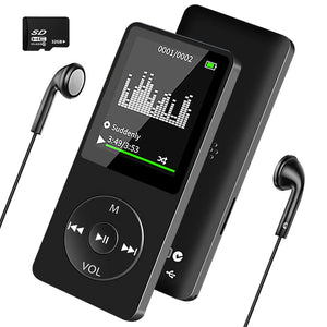 Wodgreat Lettore MP3, MP3 Player Multifunzione Bambini Lettore Musicale Portatile con Scheda SD da 32 GB, Mini Lettore MP4 con Radio Video E-Book, HiFi Sound Schermo LCD da 1,8 pollici (nero) 32GB
