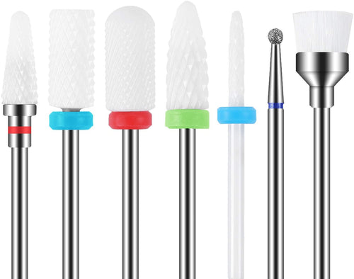 MAQUITA Punte Fresa Unghie, set di manicure elettrico da 7 pezzi Kit di trapano per unghie elettrico 3/32