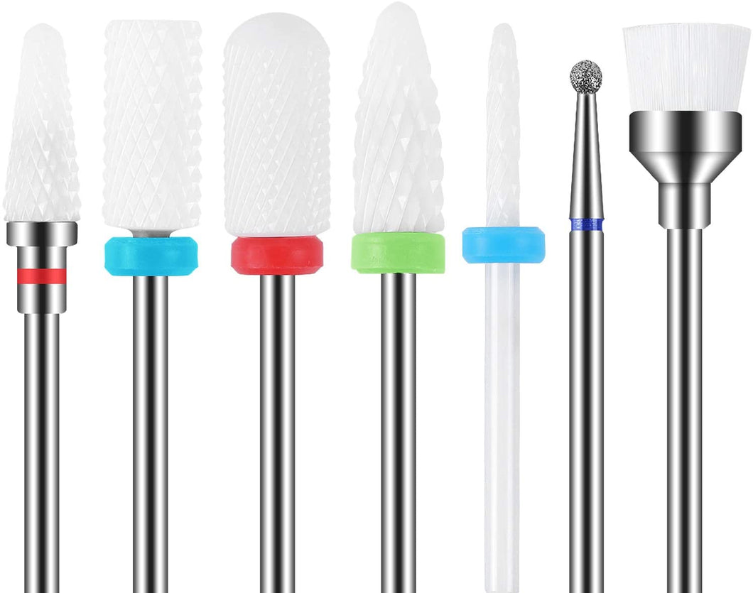 MAQUITA Punte Fresa Unghie, set di manicure elettrico da 7 pezzi Kit di trapano per unghie elettrico 3/32