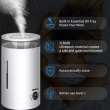 Carica l&#39;immagine nel visualizzatore di Gallery, Umidificatore Ambienti ad Ultrasuoni Capacità 3L Diffusore di Olio Essenziali Display LED Timer 12h Riempimento dall’Alto Due Bocchette Emissione Vapore ELEHOT