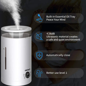 Umidificatore Ambienti ad Ultrasuoni Capacità 3L Diffusore di Olio Essenziali Display LED Timer 12h Riempimento dall’Alto Due Bocchette Emissione Vapore ELEHOT