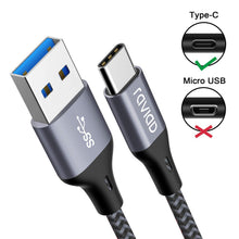 Carica l'immagine nel visualizzatore di Gallery, RAVIAD Cavo USB C a USB 3.0 A, Nylon Intrecciato Cavo USB Tipo C di Ricarica Rapida e Trasmissione per Samsung Galaxy S10/ S9/ S8, Huawei P30/ P20/ Mate20, Sony Xperia XZ - 1M/3,3ft, Grigio 1m Grigio