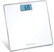 Carica l'immagine nel visualizzatore di Gallery, Rowenta BS1501 Classic, bilancia pesapersone elettronica, 31x31 cm, fino a 160 Kg con graduazione di precisione ogni 100g, spessore di 22 mm, batterie incluse, vetro temperato, bianco