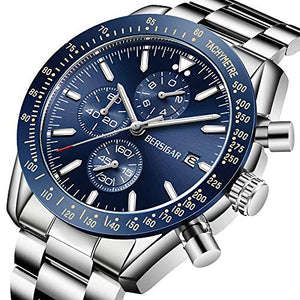 BERSIGAR orologio da polso uomo al quarzo movimento in acciaio Blu Argento - Ilgrandebazar