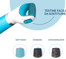 Carica l'immagine nel visualizzatore di Gallery, Scholl Velvet Smooth Roll Pedicure Elettrico Professionale per Pelle Secca e Talloni Screpolati, Azzurro, con Cristalli di Diamante