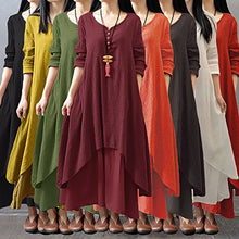 Carica l'immagine nel visualizzatore di Gallery, Romacci Donna Vestito Lungo Maxi Scollo a V e Maniche Lunghe 5XL, Bianco - Ilgrandebazar