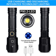 Carica l'immagine nel visualizzatore di Gallery, Kit torcia tattica ricaricabile,3000 lumen Super Bright XHP90 LED 5 modalità Zoomable,Impermeabile Potente per caccia di emergenza Escursionismo in campeggio (26650 Batteria e caricabatterie inclusi)
