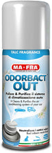 Carica l'immagine nel visualizzatore di Gallery, Ma-Fra, Odorbact Out Talc Fragrance, Spray Purificante per Climatizzatori Auto, Neutralizza i Cattivi Odori e Rilascia una Piacevole Fragranza al Talco, Formato 150ml