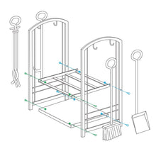 Carica l&#39;immagine nel visualizzatore di Gallery, Amagabeli rack di legna da ardere con 4 strumenti 74 x 40 x 30cm grande... - Ilgrandebazar