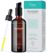 Carica l'immagine nel visualizzatore di Gallery, Colibri Cosmetics olio di argan per capelli - 120ml - Per una pelle sana e capelli forti - adatto anche per il viso - Olio di argan per capelli e per il viso - Cosmetici naturali, made in Germany