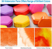 Carica l'immagine nel visualizzatore di Gallery, Cohotek Acquerelli Set Pittura ad Acquerello Solida, Set di 36 Colori Acquerello Portatile con 10 Set di Accessori(Pennelli Set, Temperamatite, Pennello Acqua etc)-Ideali per Artisti, Adulti e Bambini