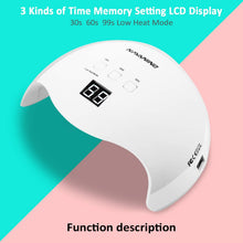 Carica l'immagine nel visualizzatore di Gallery, NAVANINO Lampada UV LED, Può Curare Rapidamente i Raggi UV Gel gel Costruttore/LED 48W Potenza Massima Viene Fornito con 2 Bastone Per Levigatura Timer Preimpostati (30s,60s,99s) (bianca)