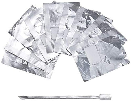Lictin 200PCS Remover Foil Wraps del Rimuovere smalto gel per Unghie, Fogli di Alluminio per Rimuovere lo Smalto,Nail wraps di tamponi di cotone + Spingi Cuticole Professionale
