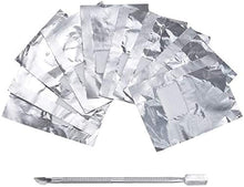 Carica l&#39;immagine nel visualizzatore di Gallery, Lictin 200PCS Remover Foil Wraps del Rimuovere smalto gel per Unghie, Fogli di Alluminio per Rimuovere lo Smalto,Nail wraps di tamponi di cotone + Spingi Cuticole Professionale