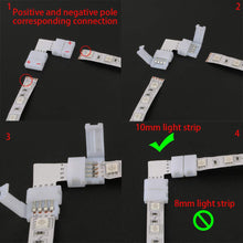 Carica l'immagine nel visualizzatore di Gallery, CESFONJER 4 pin L-forma Connettore angolare (10 pezzi), 4 pin Strisce LED spina (10 pezzi) per la luce di nastro adesiva di SMD 5050 RGBW di 10mm.