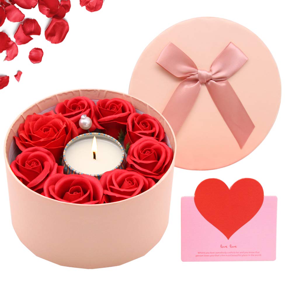 SPECOOL Regali di San Valentino per lei,Sapone Fiore Rosa Candela Set1 - Ilgrandebazar