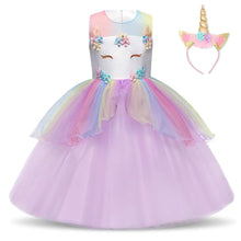 Carica l'immagine nel visualizzatore di Gallery, NNJXD Ragazza Unicorno Ruffles Fiori Festa Cosplay Abito da Sposa Vestito... - Ilgrandebazar