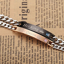 Carica l&#39;immagine nel visualizzatore di Gallery, Jovivi Bracciale Coppia in Acciaio Inox Her King + His Queen (può originale - Ilgrandebazar