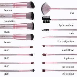 Pennelli Make Up Professionali, Abody 16 Set di Per 16pc, Rosa - Ilgrandebazar