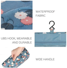 Carica l'immagine nel visualizzatore di Gallery, OrgaWise Borsa da toilette da viaggio Borsa da viaggio pensata da viaggio Borsa cosmetica da donna per trucco da donna invia una borsa impermeabile drwasrting Blu-margherita