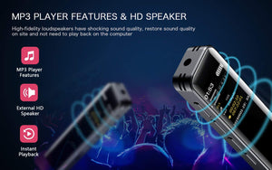 Supereye 16GB Registratore Vocale Digitale, con 10.0 x 2.2 x 1.1 cm, Nero - Ilgrandebazar