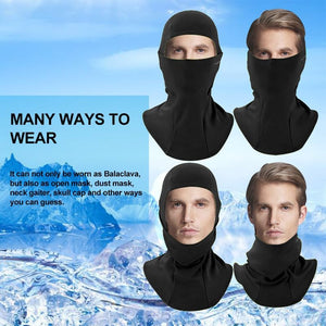 ROCKBROS Passamontagna Moto Invernale Termico con Pile Balaclava Sottocasco Caldo Multifunzionale per Ciclismo Sci Antivento Traspirante Unisex Taglia Unica Logo Riflettente Nero