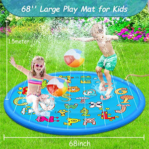aovowog Tappetino Gioco d'Acqua per Bambini,170cm/68'' Splash Pad Sprinkler...