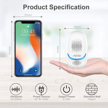 Carica l&#39;immagine nel visualizzatore di Gallery, [2020 NEW] Aerb Repellente ad Ultrasuoni, 10W Antizanzare Ultrasuoni Portatile ad innesto, 100% Sicuro per Persone e Animali, per Topi, Pulci, Zanzare, Roditori, Scarafaggi, Formiche, Ragni, 2 Pezzi