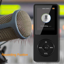 Carica l&#39;immagine nel visualizzatore di Gallery, Wodgreat Lettore MP3, MP3 Player Multifunzione Bambini Lettore Musicale Portatile con Scheda SD da 32 GB, Mini Lettore MP4 con Radio Video E-Book, HiFi Sound Schermo LCD da 1,8 pollici (nero) 32GB