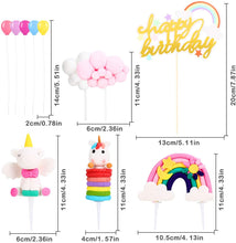 Carica l&#39;immagine nel visualizzatore di Gallery, Familybox Decorazione Torta Unicorno, Unicorn Cake Topper Nuvola Arcobaleno Palloncino Buon Compleanno Banner Decorazione Torta per Ragazzi Ragazze Bambini Compleanno 11 Pezzi