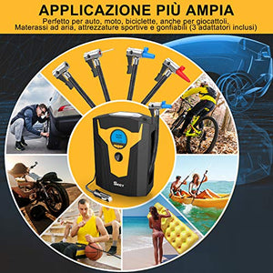 SKEY Compressore Aria Portatile Auto, 12V 150 PSI Mini Pompa Elettrica nero