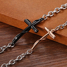 Carica l&#39;immagine nel visualizzatore di Gallery, Cupimatch Coppia Lovers Braccialetto Bracciale Acciaio Inox Croce Nero Oro(1... - Ilgrandebazar