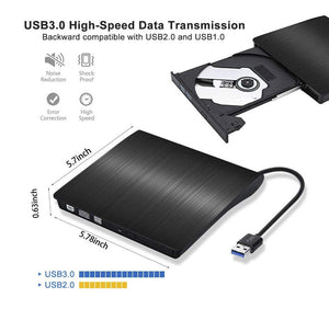 iAmotus Masterizzatore Dvd USB 3.0, Nero - DVD Esterno 3.0 + Tipo-C port - Ilgrandebazar