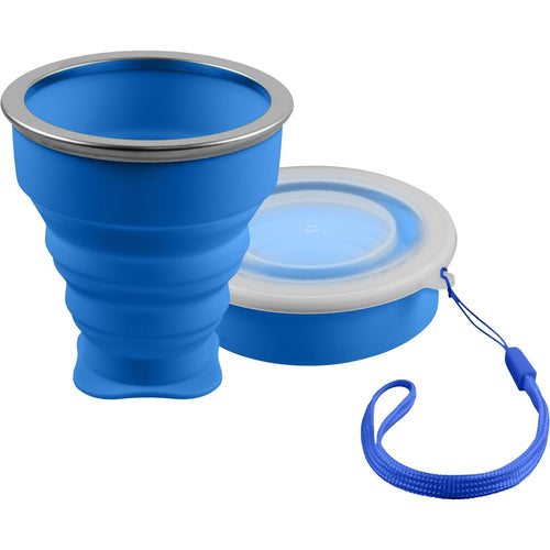shibby Silicone Pieghevole - Bicchiere Colore Blu, Coppa da Viaggio Blu - Ilgrandebazar